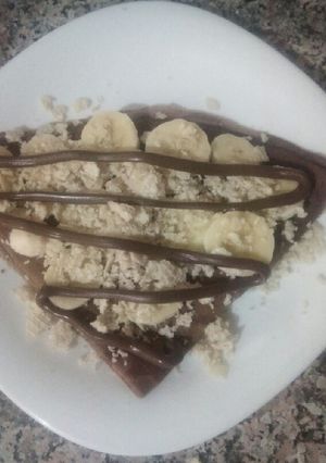 Une photo de Crêpes aux bananes et gaufrette