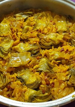 Foto principal de Arroz con alcachofas y jamón