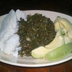 A picture of Ugali + greens.