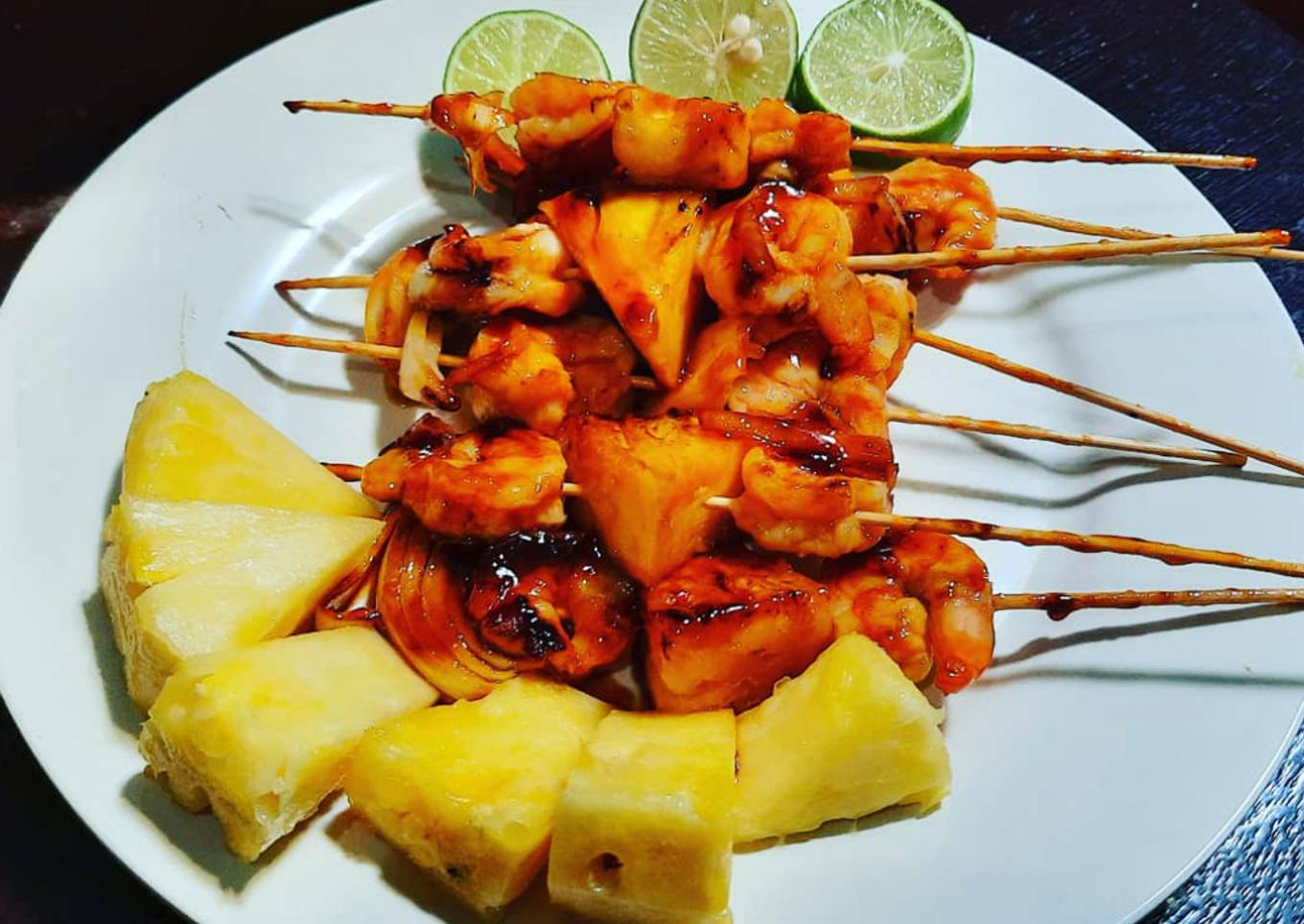 Sate udang nanas saus madu