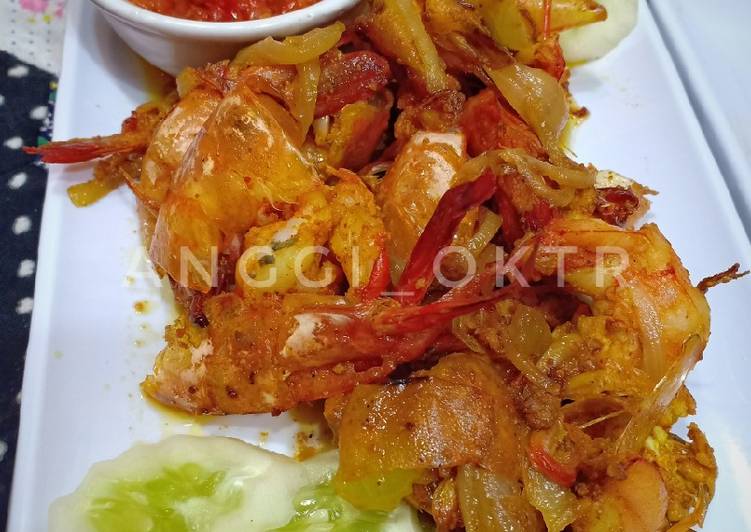Resep masakan Udang Goreng 3 bumbu | Resep Membuat Udang Goreng 3 bumbu Yang Lezat