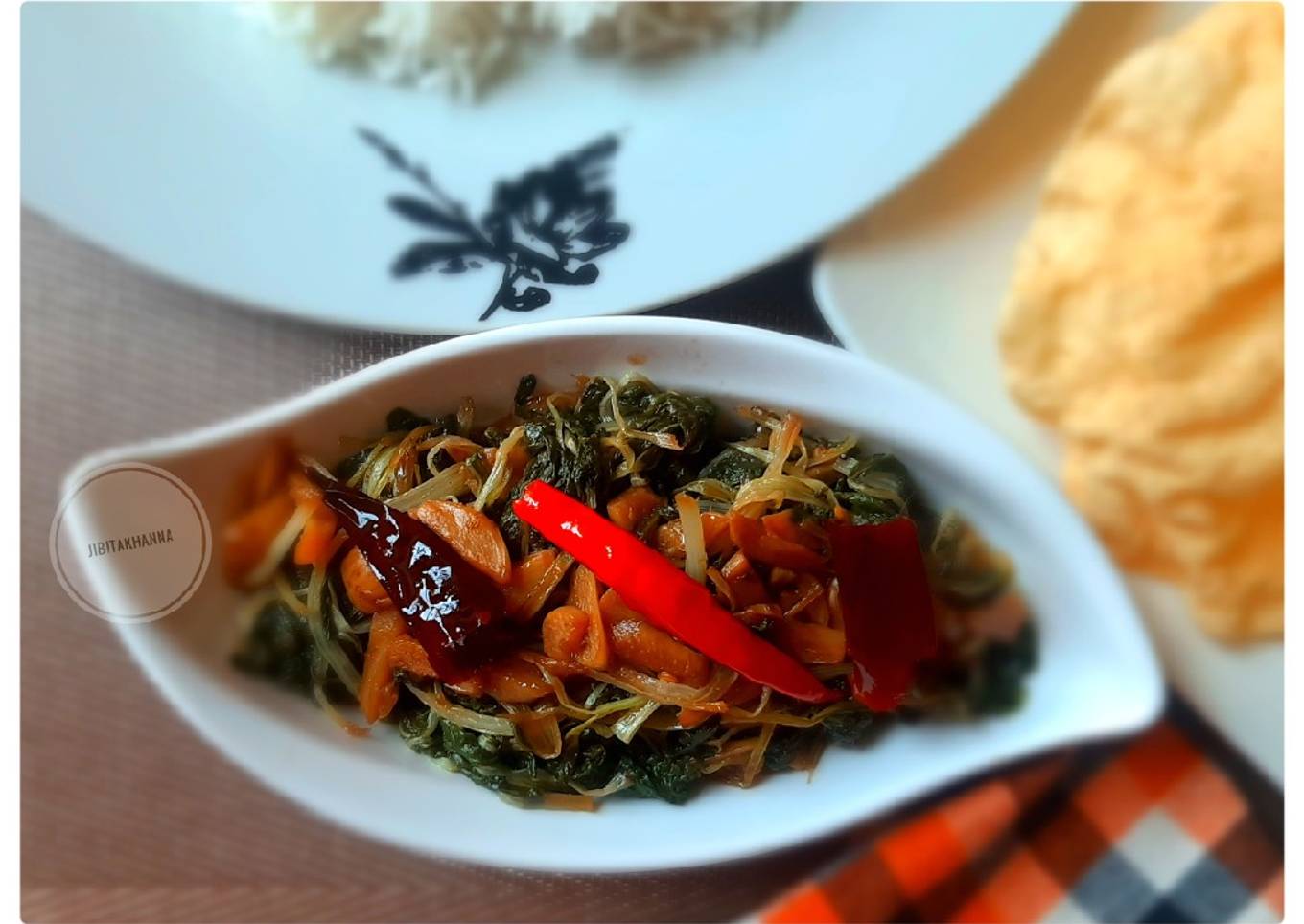Chinese Stir fried Ji Mao Cai or Chicken Feather Green (Saag)