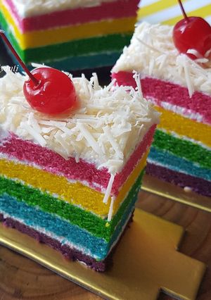 Foto resep 208. Rainbow Cake Ny.Liem versi Kukus Lapis ButterCream,Lembuuut