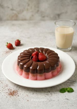 Foto resep Puding Coklat Strawberry Vla Keju