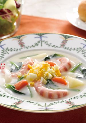 菠菜鮮蝦濃湯 的食譜成品照片
