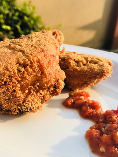 A picture of Chicken Garri nuggets.