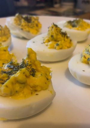 A picture of Tarragon Deviled Eggs.