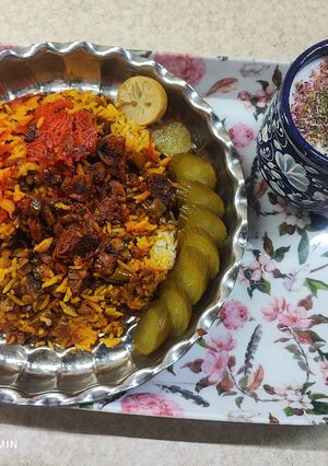 عکسی از دستور لوبیا پلو بدون گوشت و مرغ