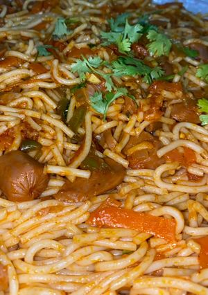 صورة لوصفة سباجيتي نقانق