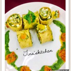 A picture of Masoor dal pinwheels.