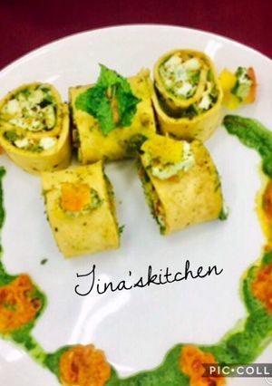 A picture of Masoor dal pinwheels.