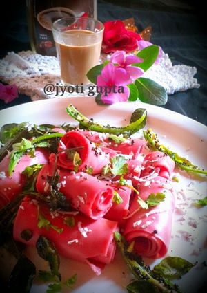 बीटरूट खांडवी (Beetroot Khandvi recipe in Hindi) रेसिपी मुख्य फोटो