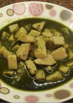 صورة لوصفة قلقاس بالخضراء