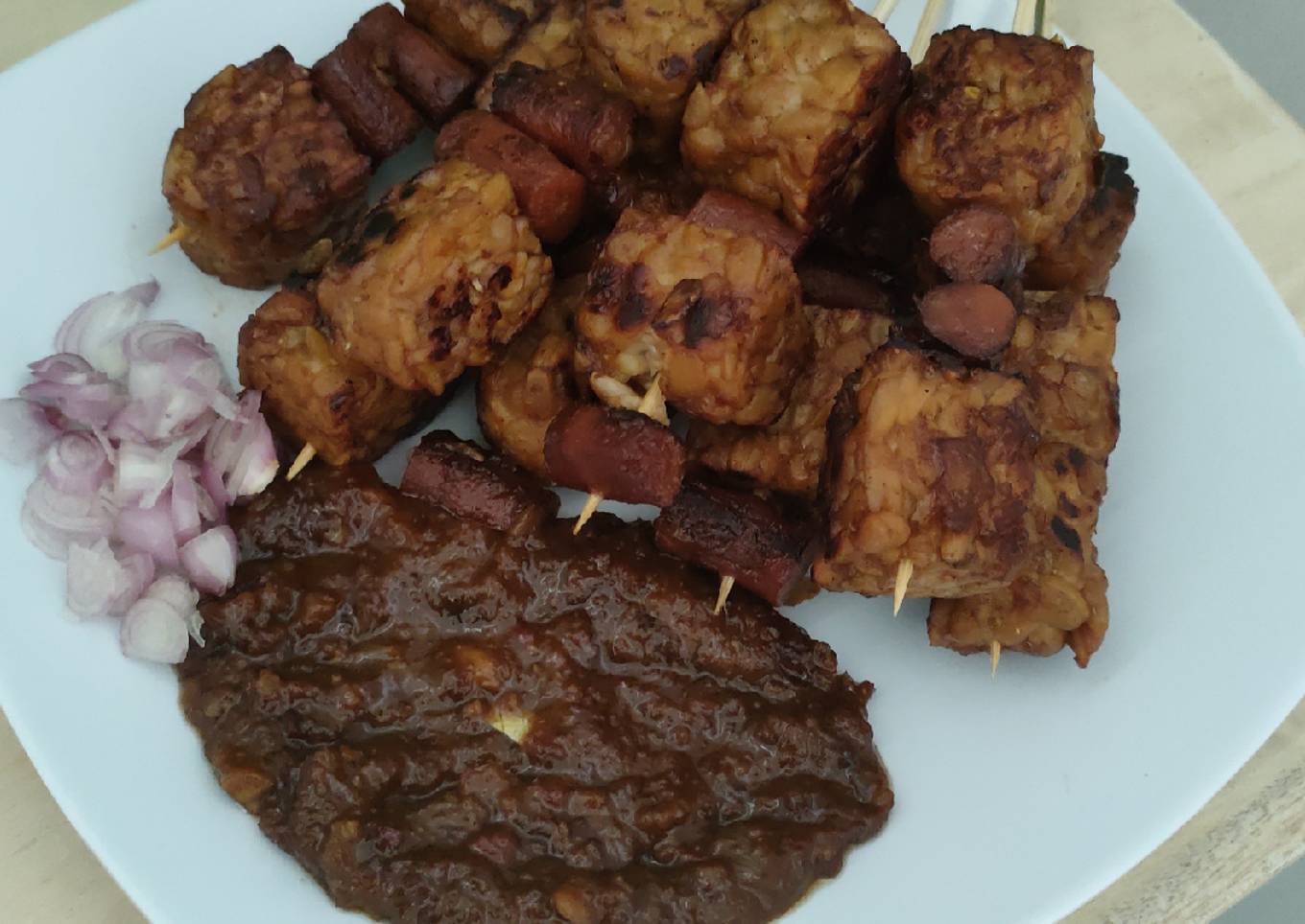 Sate Tempe Sosis bakar teflon