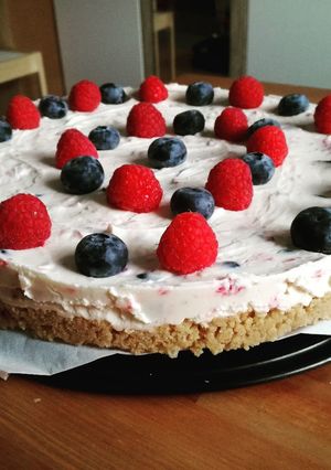 Áfonyás málnás sajttorta recept fotója
