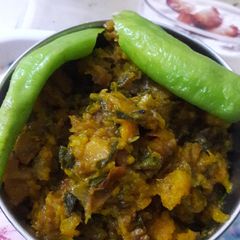 A picture of Pumpkin with Fenugreek leaves.