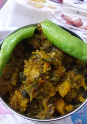 A picture of Pumpkin with Fenugreek leaves.