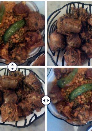 صورة لوصفة الكسكسي التونسي باللحم و العصبان🍲
