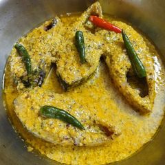 A picture of Bhapa Ilish## Steamed Hilsa.