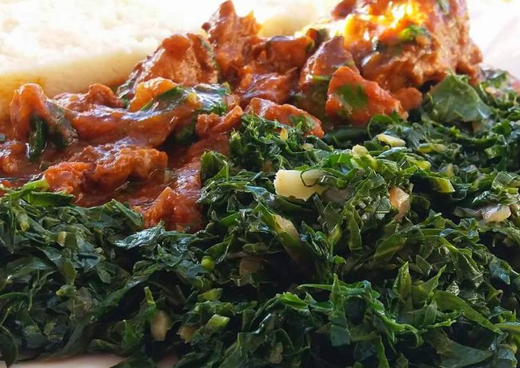 Stewed Beef and sauteed kales