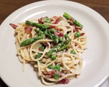 Best Recipe Pasta Carbon with Peas  Asparagus Home Style