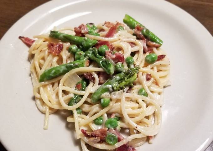 Simple Way to Prepare Any-night-of-the-week Pasta Carbon with Peas &amp; Asparagus