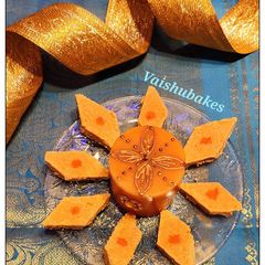 A picture of Kesari Rava Burfi.