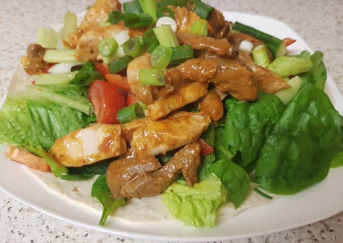 My Sriracha Lamb, Chicken and Salad on a Wrap 😋 recipe main photo