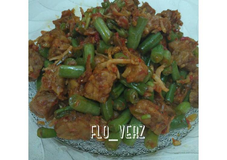 Tempe Balado masak Buncis dan Teri