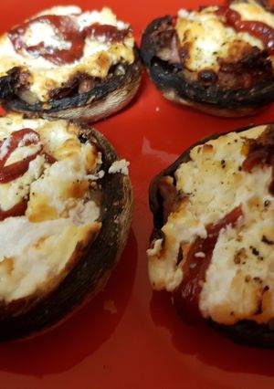 A picture of My Stuffed Portobello Mushrooms.
