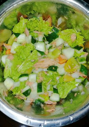 A picture of Salad in Home Made Vinaigrette Dressing.