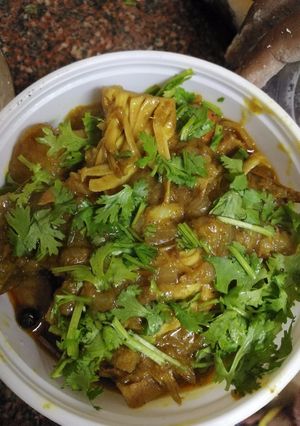A picture of Kathal (jack fruit) do pyaza.