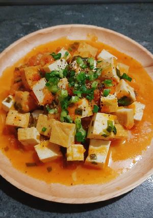 Hình của món Đậu hũ sốt cà thanh đạm.