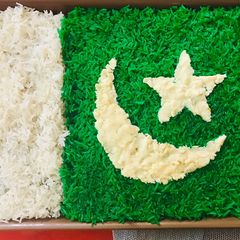 A picture of Pakistan flag sweet rice(zarda style).