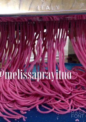 Foto resep Mie Mentah Buah Naga