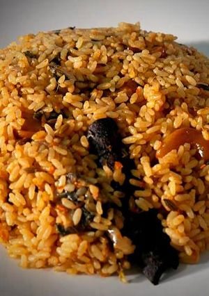 A picture of Mushroom Biryani (South Indian).