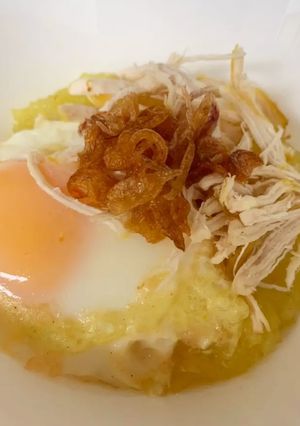 Foto resep Bubur Ayam Shirataki Kuah kaldu #DEBM