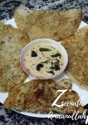 A picture of Jowar Dosas/Sorghum Flour Dosas with Rice.