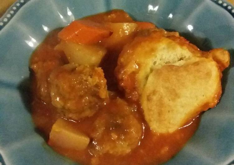 Recipe of Quick Lamb Meatball &amp; Root Vegetable Stew with Drop Biscuits