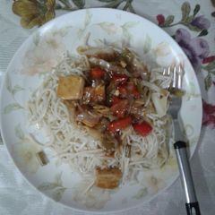 A picture of # hakka noodles with veg Chinese sauce.