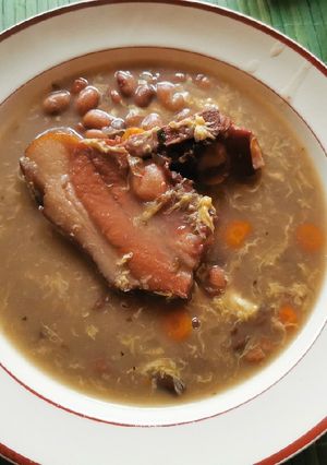 Bableves füstölt hússal recept fotója