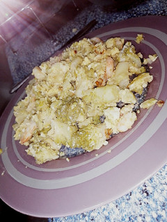 Una foto de Romanesco revuelto con gambas