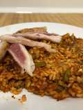 Arroz con secreto y verduras