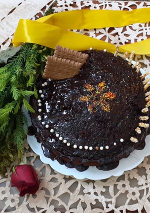 عکسی از دستور کیک شکلاتی خیس بدون فر