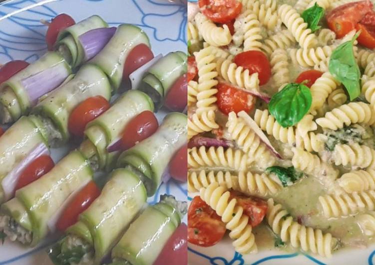 Antipasto e primo con zucchine ligth