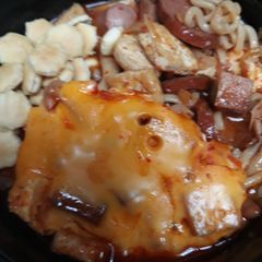 A picture of Budae-Jjigae Army Base Soup/ Stew.
