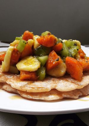 Una foto de Pancakes veganos