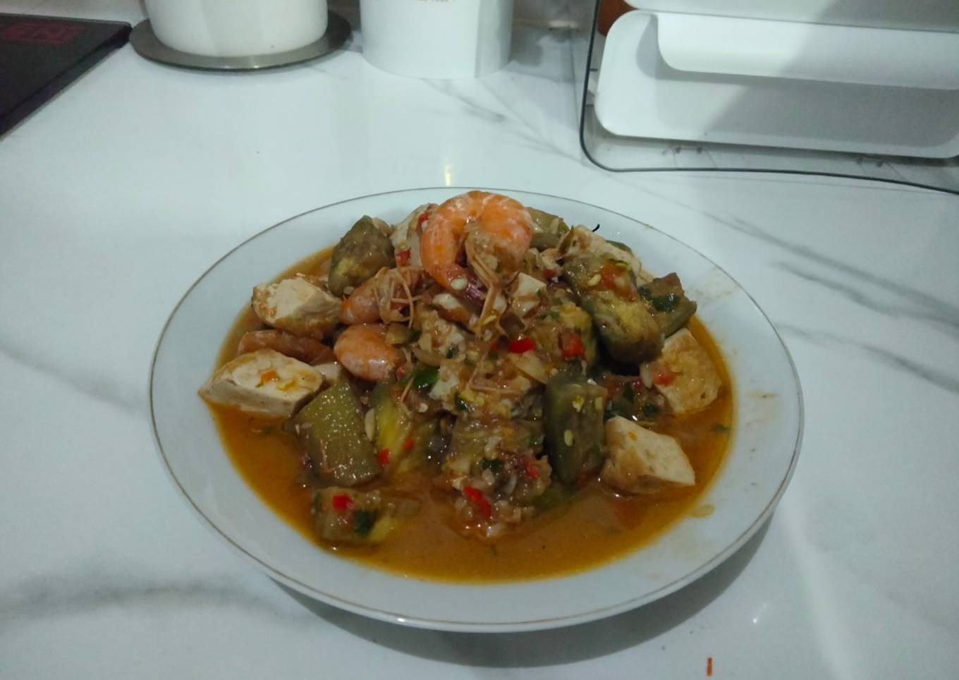 Tumis terong,tahu,udang anti ribet, cepat dan enak