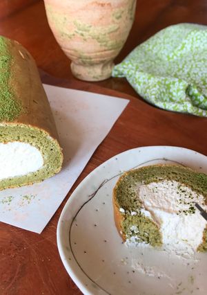 A picture of Gluten Free Matcha Swiss Roll.