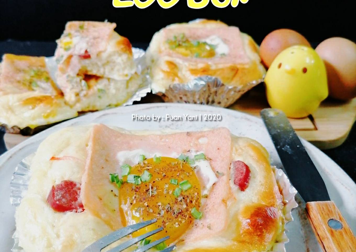 Chicken toast and donut with eggs
